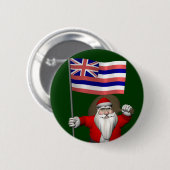 Sinterklaas met aftekening van Hawaii Ronde Button 5,7 Cm (Voorkant /achterkant)