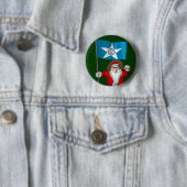 Sinterklaas met aftekening van Houston Ronde Button 5,7 Cm (In situ)