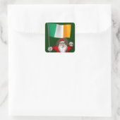 Sinterklaas met aftekening van Ierland Vierkante Sticker (Tas)