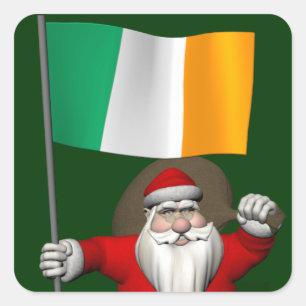 Sinterklaas met aftekening van Ierland Vierkante Sticker