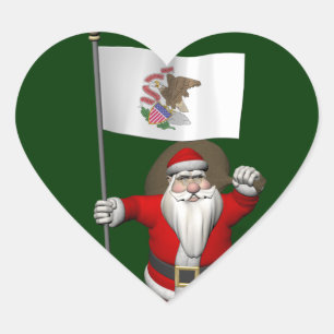 Sinterklaas met aftekening van Illinois Hart Sticker