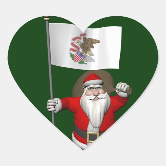 Sinterklaas met aftekening van Illinois Hart Sticker (Voorkant)