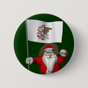 Sinterklaas met aftekening van Illinois Ronde Button 5,7 Cm