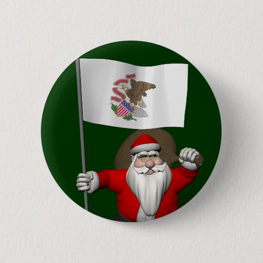 Sinterklaas met aftekening van Illinois Ronde Button 5,7 Cm (Voorkant)