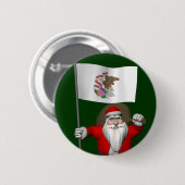 Sinterklaas met aftekening van Illinois Ronde Button 5,7 Cm (Voorkant /achterkant)