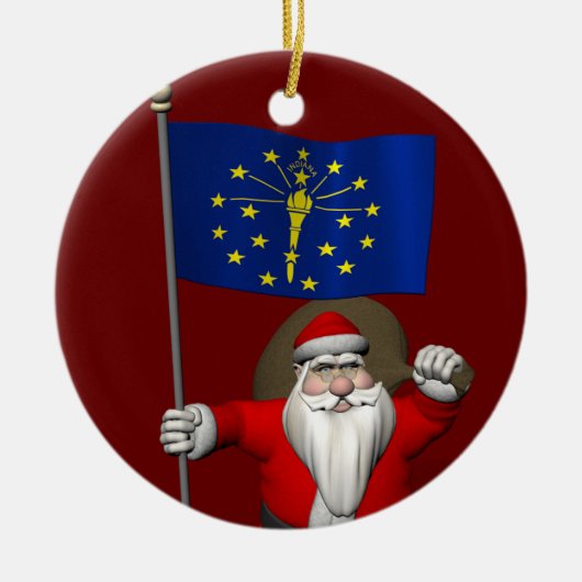 Sinterklaas met aftekening van Indiana Keramisch Ornament (Voorkant)