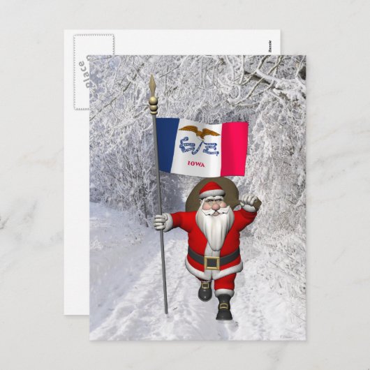 Sinterklaas met aftekening van Iowa Feestdagenkaart (Voorkant / Achterkant)