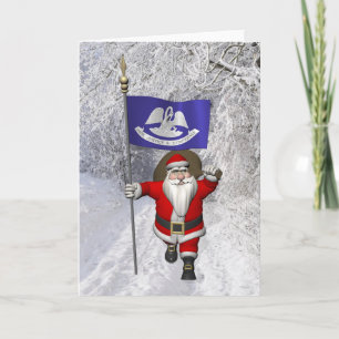 Sinterklaas met aftekening van Louisiana Feestdagen Kaart
