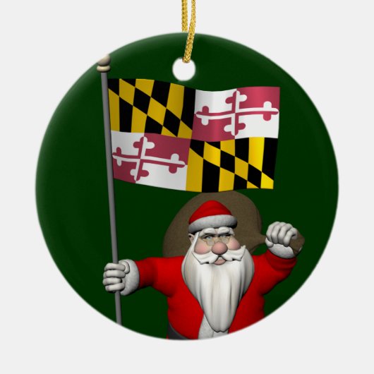 Sinterklaas met aftekening van Maryland Keramisch Ornament (Voorkant)