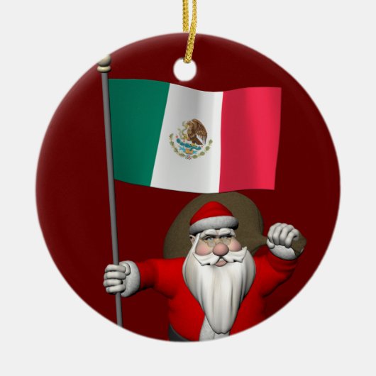 Sinterklaas met aftekening van Mexico Keramisch Ornament (Voorkant)