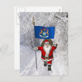 Sinterklaas met aftekening van Michigan Feestdagenkaart (Voorkant / Achterkant)