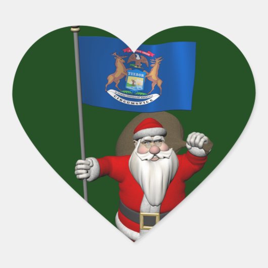 Sinterklaas met aftekening van Michigan Hart Sticker (Voorkant)