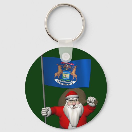 Sinterklaas met aftekening van Michigan Sleutelhanger (Voorkant)