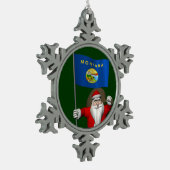 Sinterklaas met aftekening van Montana Tin Sneeuwvlok Ornament (Links)