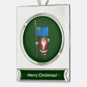 Sinterklaas met aftekening van Nevada Verzilverd Banner Ornament