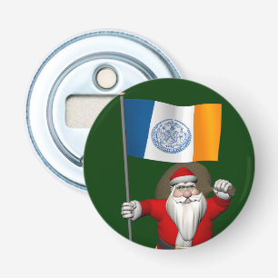 Sinterklaas met aftekening van New York City Button Flesopener