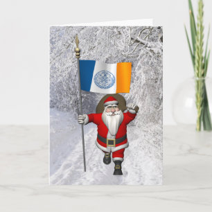 Sinterklaas met aftekening van New York City Feestdagen Kaart