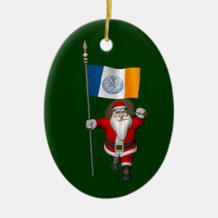 Sinterklaas met aftekening van New York City Keramisch Ornament