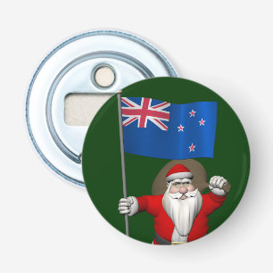 Sinterklaas met aftekening van Nieuw-Zeeland Button Flesopener