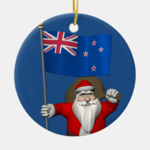 Sinterklaas met aftekening van Nieuw-Zeeland Keramisch Ornament