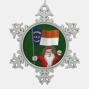 Sinterklaas met aftekening van North Carolina Tin Sneeuwvlok Ornament