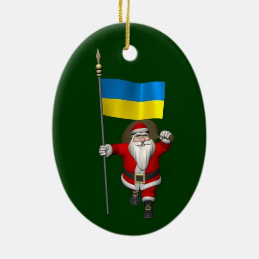 Sinterklaas met aftekening van Oekraïne Keramisch Ornament (Achterkant)