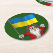 Sinterklaas met aftekening van Oekraïne Ronde Kartonnen Onderzetter (Gebogen)