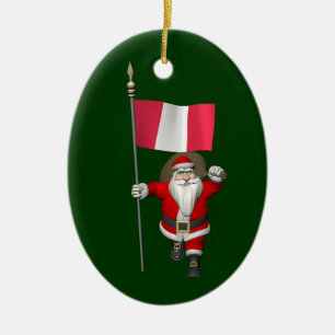 Sinterklaas met aftekening van Peru Keramisch Ornament