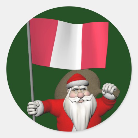 Sinterklaas met aftekening van Peru Ronde Sticker (Voorkant)