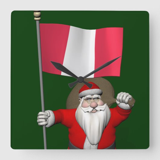Sinterklaas met aftekening van Peru Vierkante Klok (Voorkant)