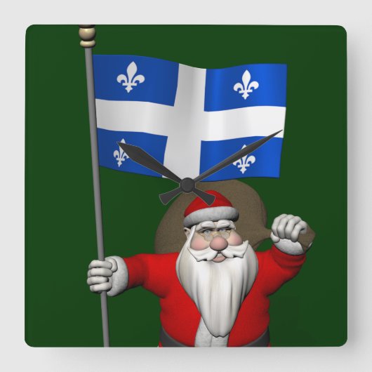 Sinterklaas met aftekening van Québec CDN Vierkante Klok (Voorkant)