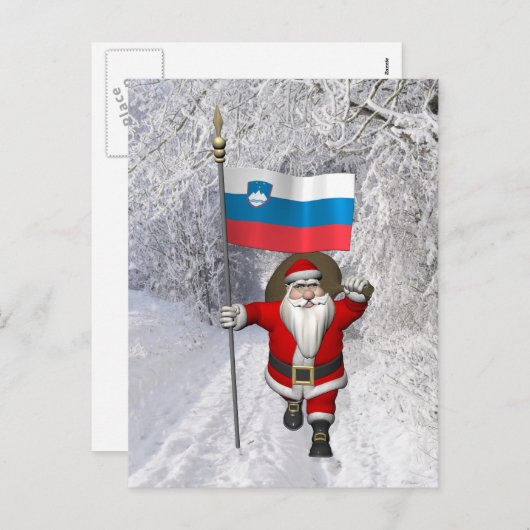 Sinterklaas met aftekening van Slovenië Feestdagenkaart (Voorkant / Achterkant)