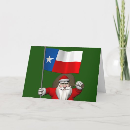 Sinterklaas met aftekening van Texas Feestdagen Kaart (Voorkant)