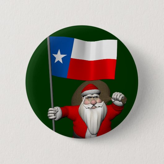 Sinterklaas met aftekening van Texas Ronde Button 5,7 Cm (Voorkant)