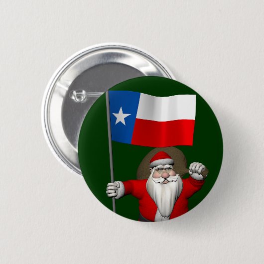 Sinterklaas met aftekening van Texas Ronde Button 5,7 Cm (Voorkant /achterkant)