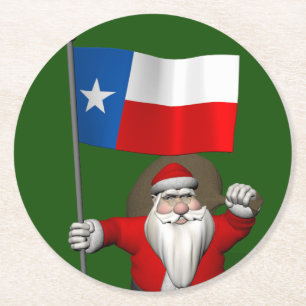 Sinterklaas met aftekening van Texas Ronde Kartonnen Onderzetter