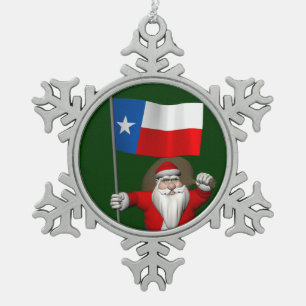 Sinterklaas met aftekening van Texas Tin Sneeuwvlok Ornament