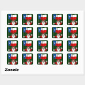 Sinterklaas met aftekening van Texas Vierkante Sticker (Vel)