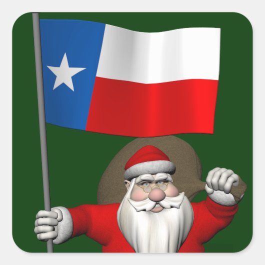 Sinterklaas met aftekening van Texas Vierkante Sticker (Voorkant)