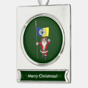 Sinterklaas met aftekening van Trenton NJ Verzilverd Banner Ornament