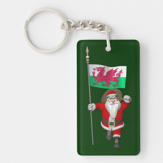Sinterklaas met aftekening van Wales Sleutelhanger (Voorkant)