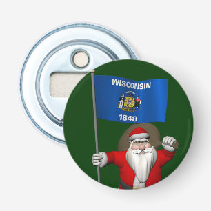 Sinterklaas met aftekening van Wisconsin Button Flesopener