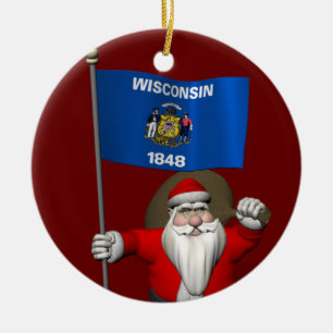 Sinterklaas met aftekening van Wisconsin Keramisch Ornament