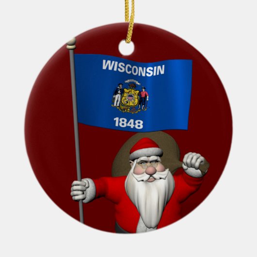 Sinterklaas met aftekening van Wisconsin Keramisch Ornament (Voorkant)