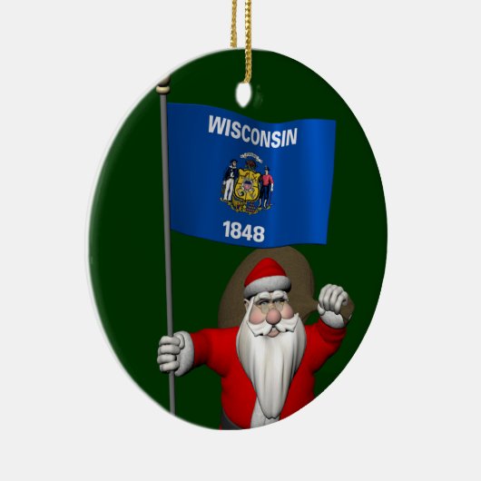 Sinterklaas met aftekening van Wisconsin Keramisch Ornament (Rechts)