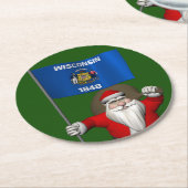 Sinterklaas met aftekening van Wisconsin Ronde Kartonnen Onderzetter (Gebogen)