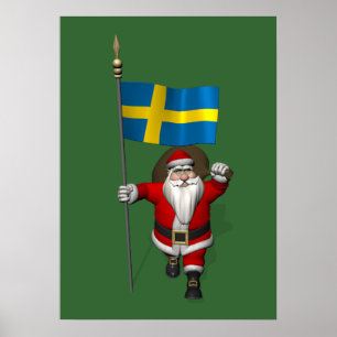 Sinterklaas met aftekening van Zweden Poster