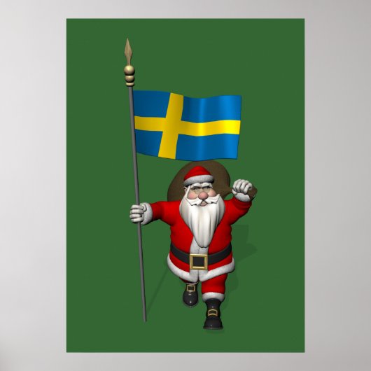 Sinterklaas met aftekening van Zweden Poster (Voorkant)