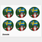 Sinterklaas met aftekening van Zweden Ronde Sticker (Vel)