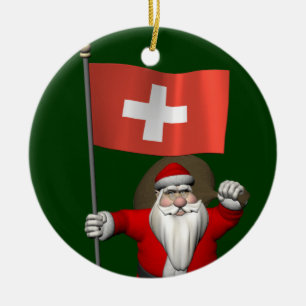 Sinterklaas met aftekening van Zwitserland Keramisch Ornament